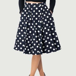 Eva Rose Black Polka Dot Fit & Flare Skirt With Pockets
